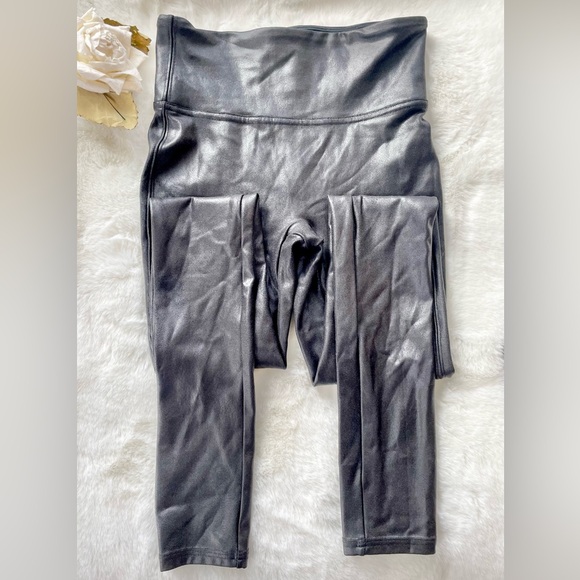 New no tag SPANX FAUX LEATHER LEGGINGS BLACK SIZE XS #Spanx #spanxfauxleather - Picture 4 of 8